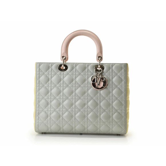 Dior Handbags - Dior CHRISTIAN Lady Cannage Tricolor Pink Yellow Blue Lambskin
